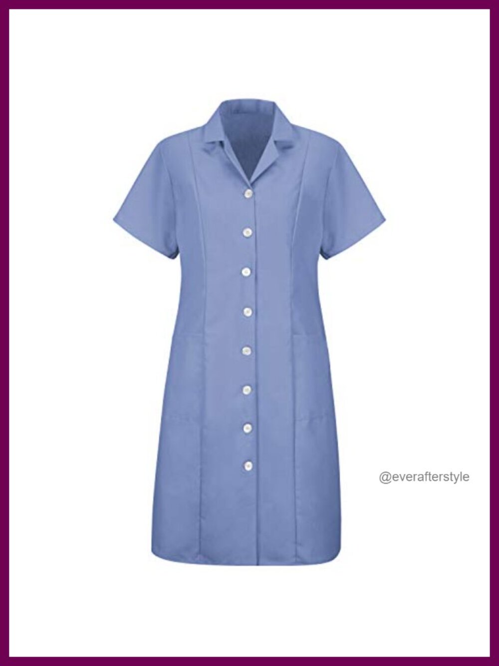 Short Sleeve Work Dress Button Front Collared Poplin
